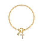 Bracelet avec croix et pierre de naissance