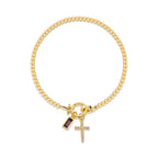 Bracelet avec croix et pierre de naissance