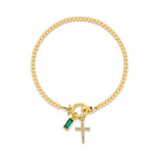 Bracelet avec croix et pierre de naissance