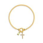 Bracelet avec croix et pierre de naissance