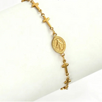 Bracelet with Virgin Mary medallion and gold Cross