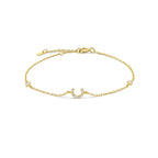 Bracelet avec initiale en strass or c