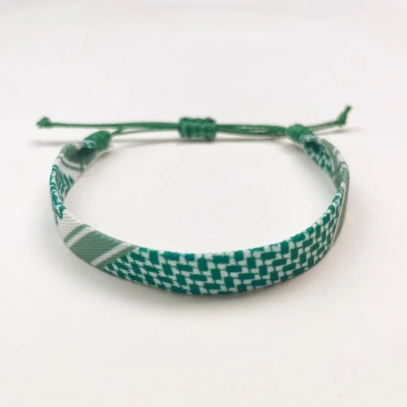 Bracelet avec motifs géométriques Keffiye arabe vert