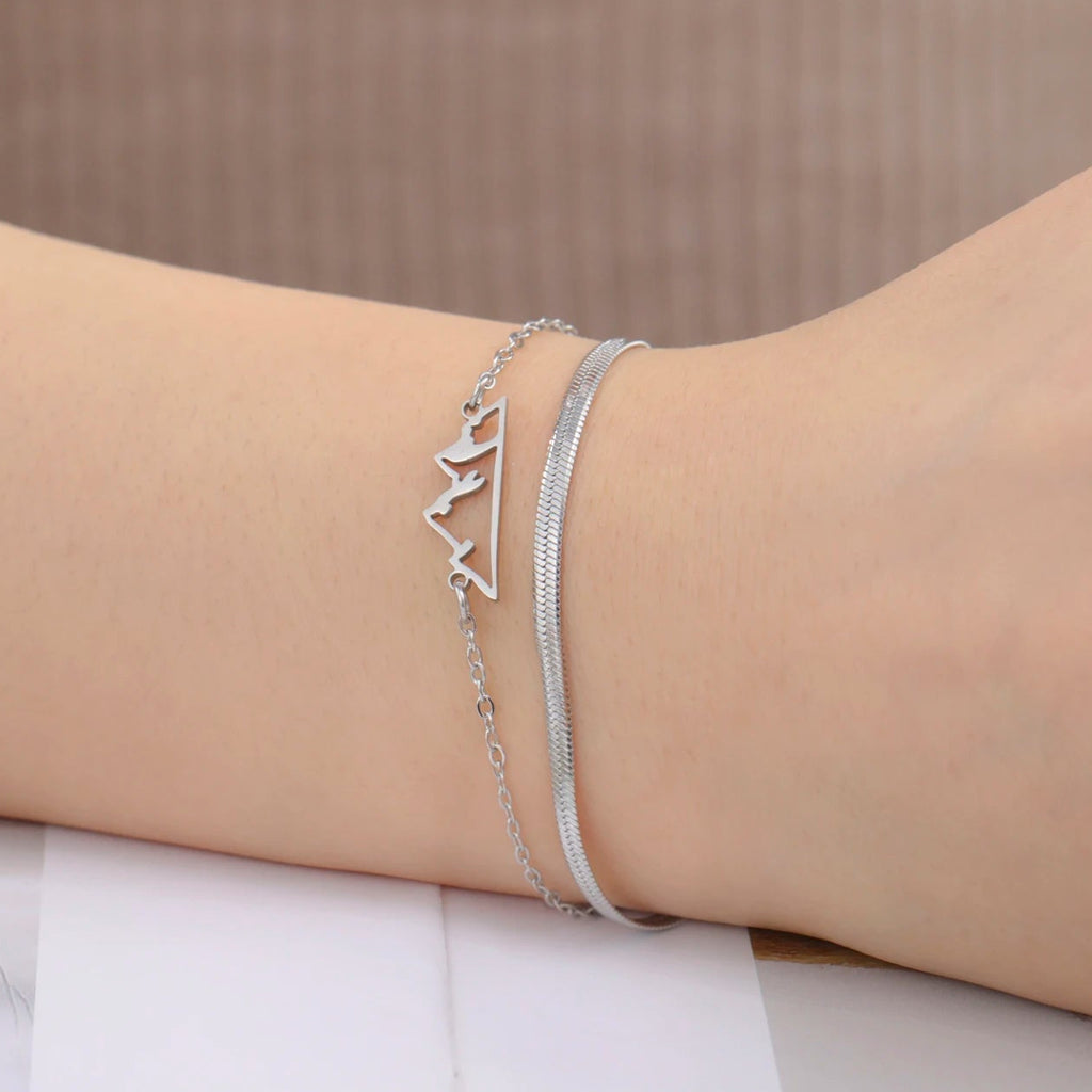 Bracelet avec Pendentif Montagne pour Femme argent