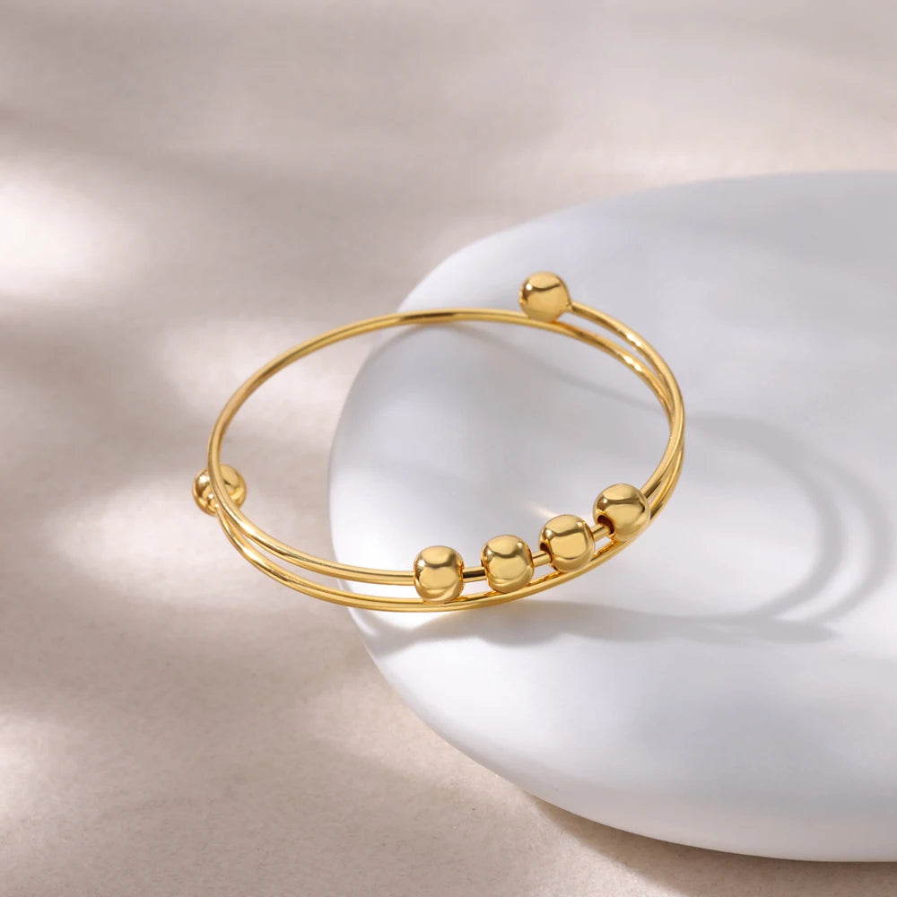 Bracelet avec Perles Rotatives Anti-Stress pour Homme ou Femme or