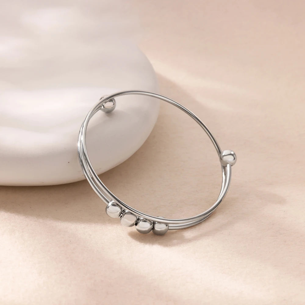 Bracelet avec Perles Rotatives Anti-Stress pour Homme ou Femme argent