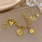 Bracelet avec Soleil et Coquillages pour Homme ou Femme or