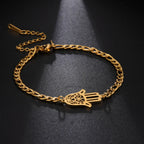 Bracciale con mano di Fatima dorata o argentata araba oro