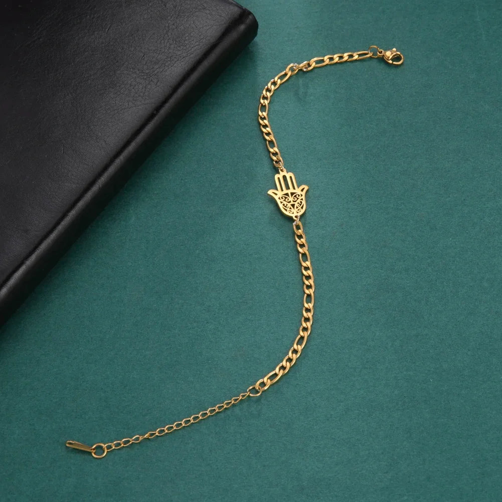 Bracciale con mano di Fatima dorata o argentata araba oro