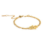 Bracciale con mano di Fatima dorata o argentata araba oro