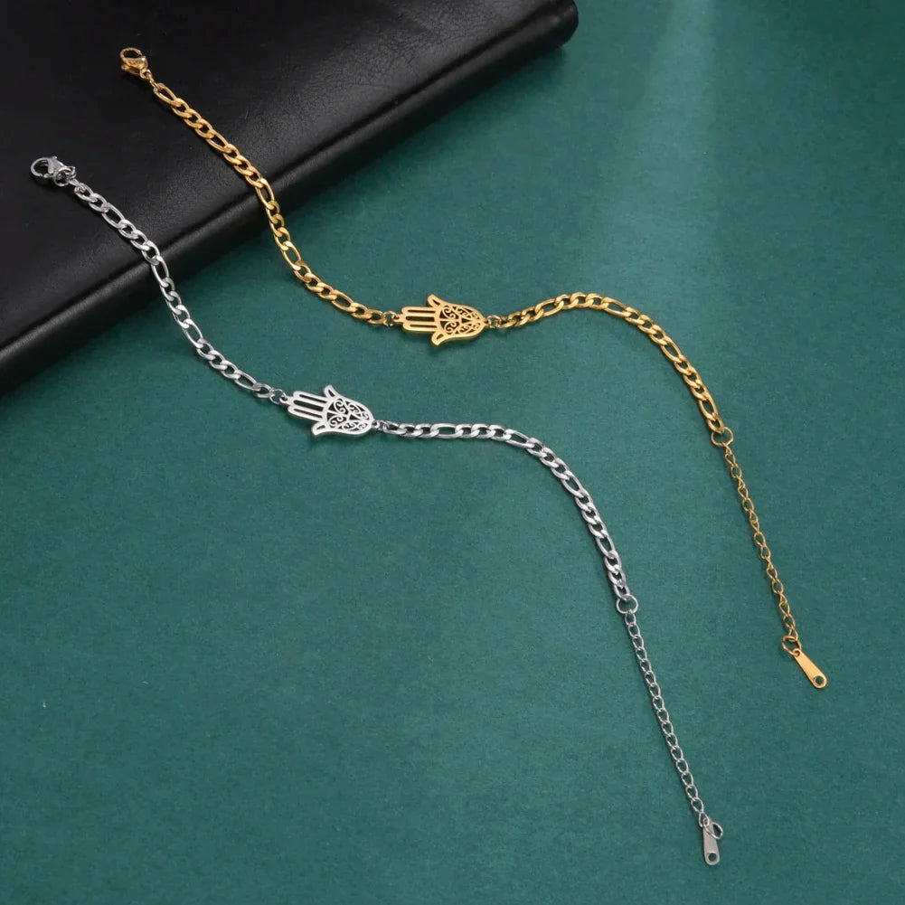 Bracciale con mano di Fatima dorata o argentata araba 
