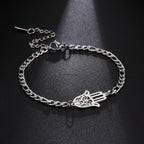 Bracciale con mano di Fatima dorata o argentata araba argento
