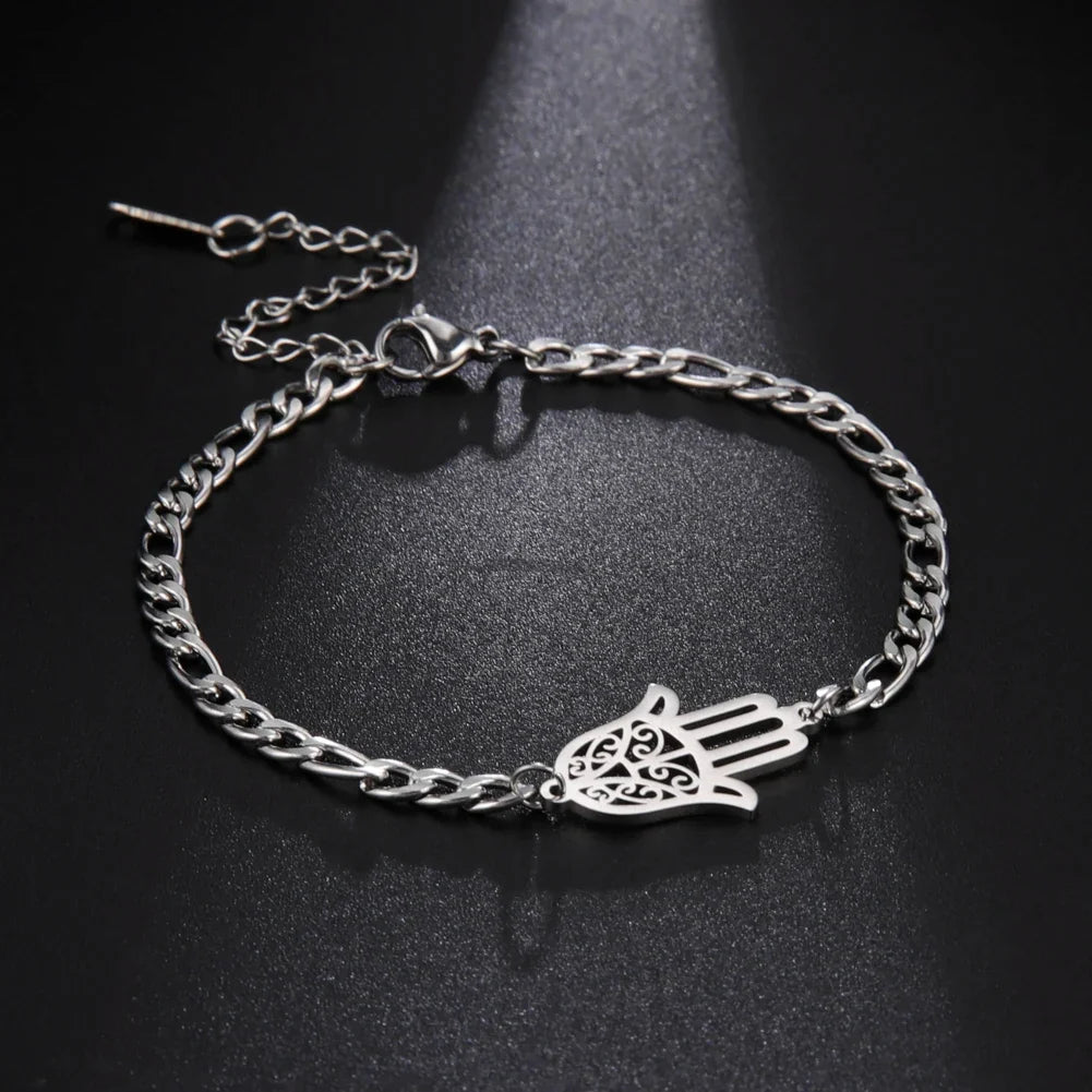 Bracciale con mano di Fatima dorata o argentata araba argento
