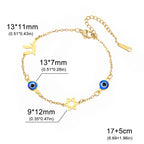 Bracelet with blue eye protection symbols, Chai and the gold Star of David