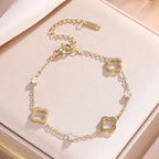 Bracelet avec Trèfles à 4 Feuilles avec Zircon or