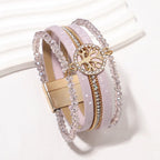 Boho-armbånd med flere rækker livets træ lilla