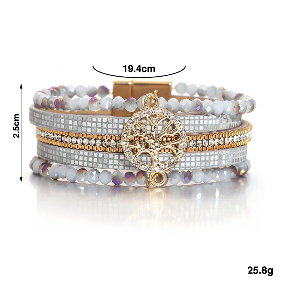 Boho-armbånd med flere rækker livets træ