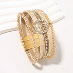 Boho-armbånd med flere rækker livets træ beige