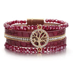 Boho-armbånd med flere rækker livets træ rød