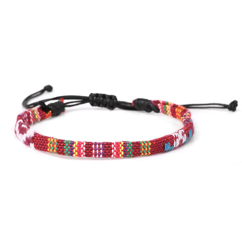 Bracciale brasiliano dell'amicizia intrecciato a mano rosso