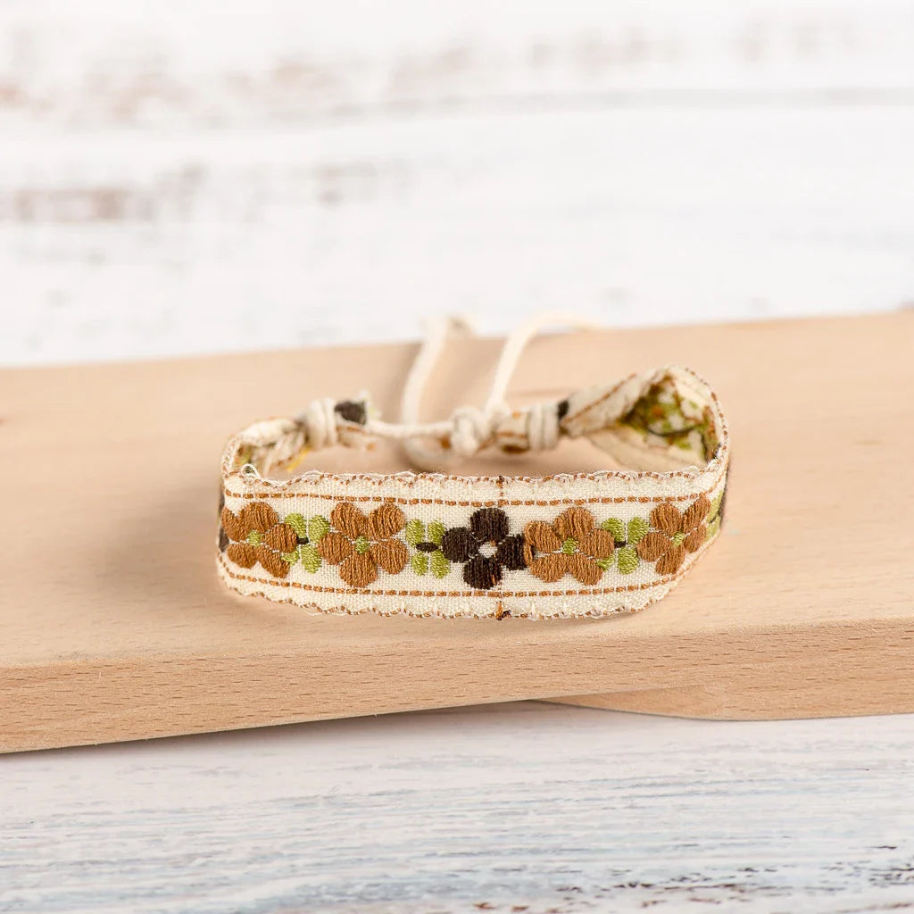Boho Embroidered Handmade Brazilian Bracelet beige