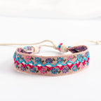 Boho Embroidered Handmade Brazilian Bracelet beige and blue