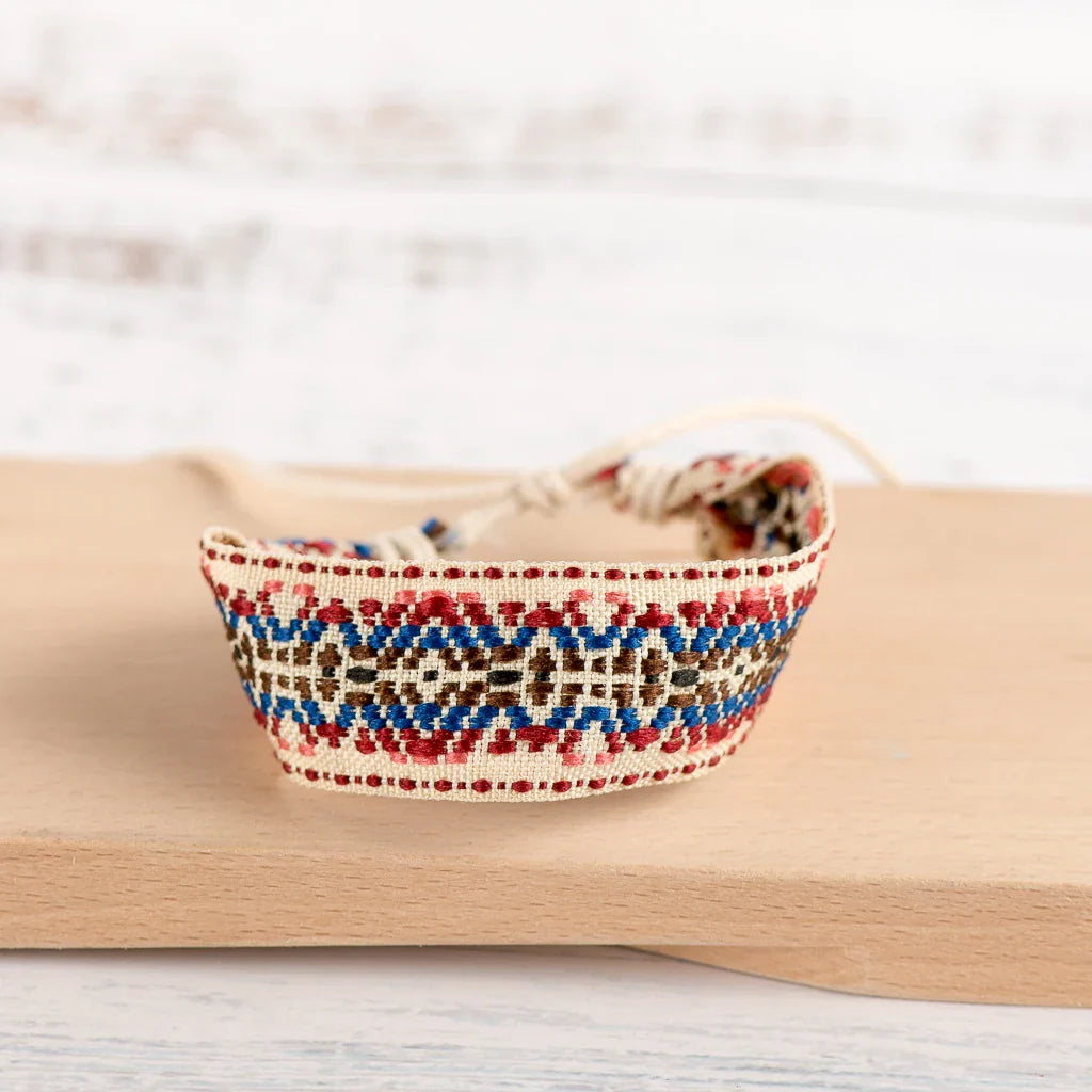 Boho Embroidered Handmade Brazilian Bracelet blue 