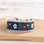 Boho Embroidered Handmade Brazilian Bracelet blue and white
