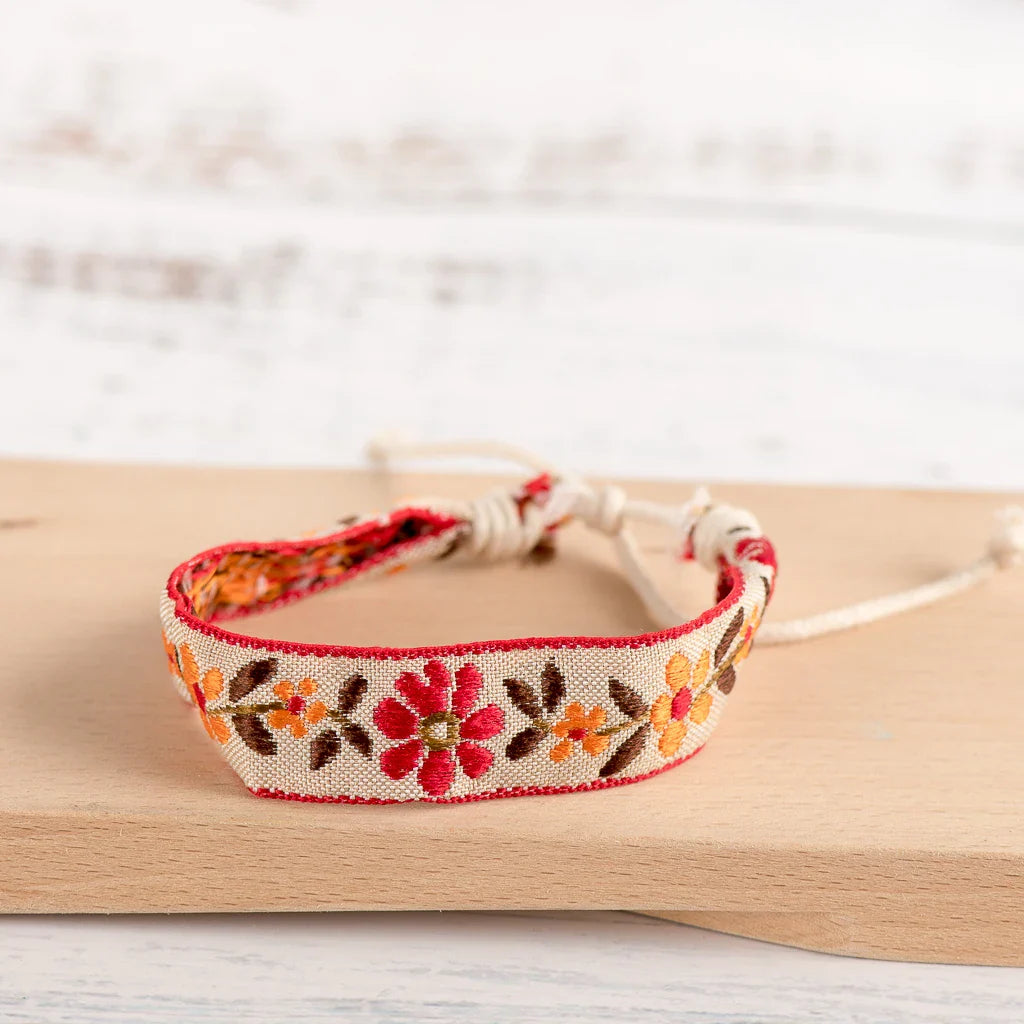 Boho Embroidered Handmade Brazilian Bracelet red