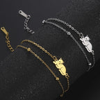 Silber- und Goldarmband Katze