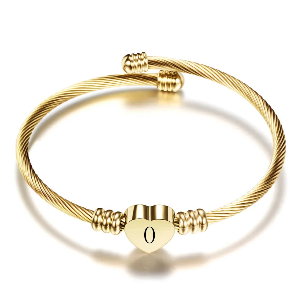 Bracelet coeur avec initiale or o