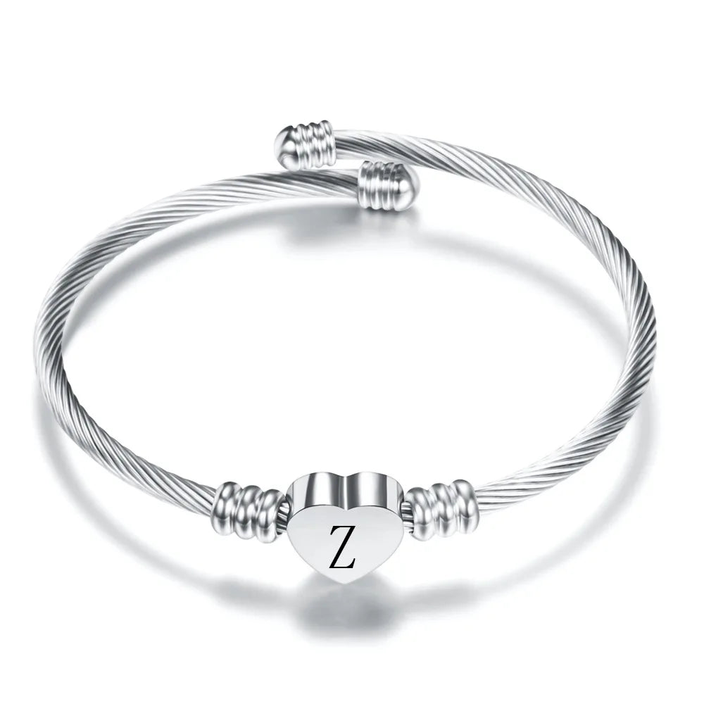 Bracelet coeur avec initiale argent z
