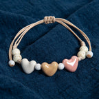 Bracelet coeur en céramique beige