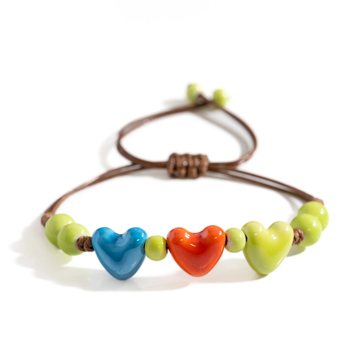 Bracelet coeur en céramique orange