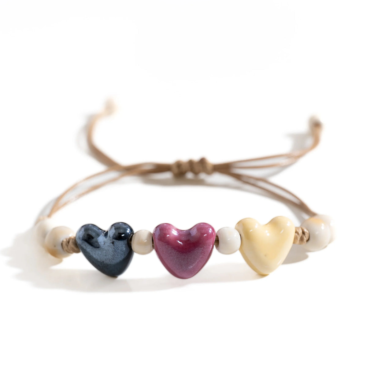 Bracelet coeur en céramique violet