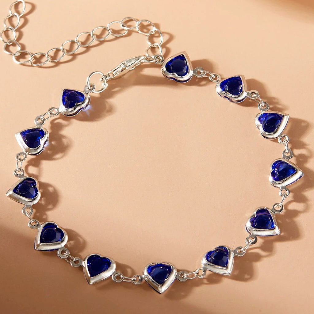 Bracelet coeurs émaillés argent et bleu