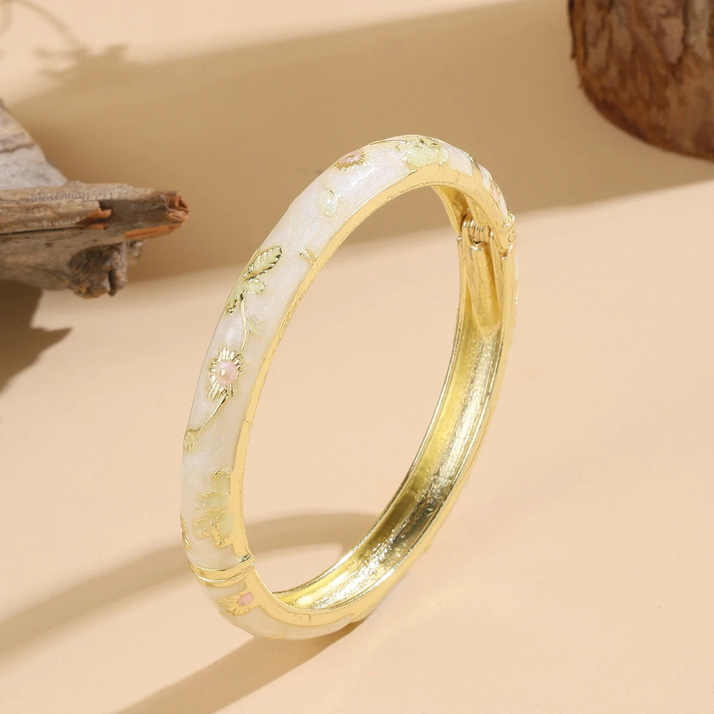 Bracelet Coloré avec Fleurs blanc