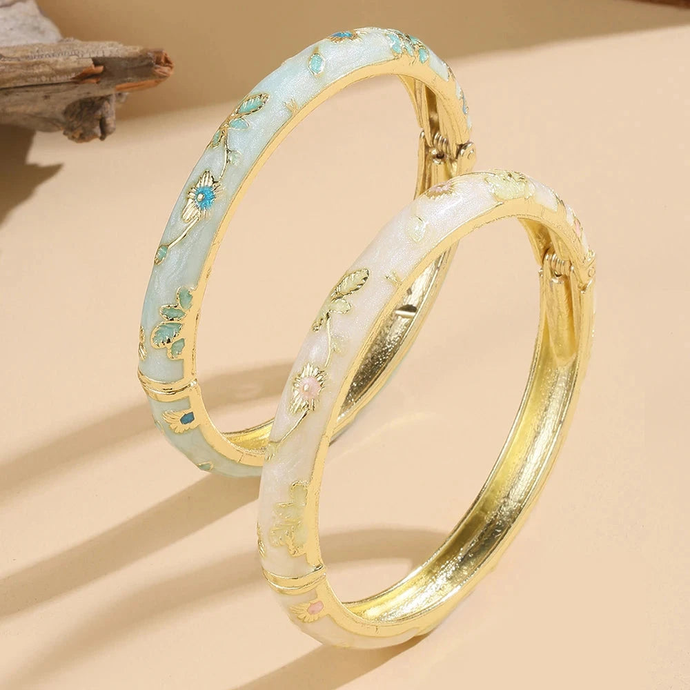 Bracelet Coloré avec Fleurs bleu et blanc