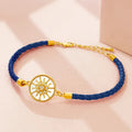 Bracelet Compas en Cuir Boussole Rose des Vents bleu nuit or