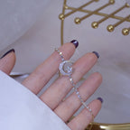Pulseira Meia Lua Feminina Gourmet com Zircónias