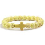 Armband Kreuz aus gelben Natursteinen