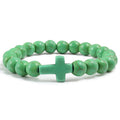 Armband Kreuz aus grünen Natursteinen 