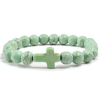 Armband Kreuz aus apfelgrünen Natursteinen