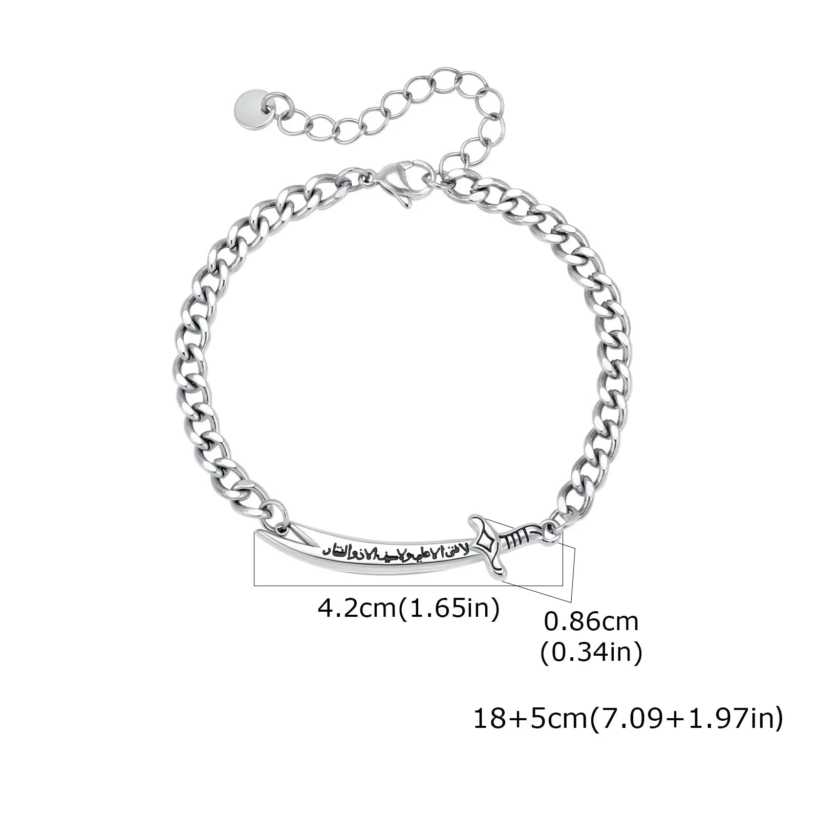 Bracelet cubain pour homme avec épée Ali Zulfiqar arabe