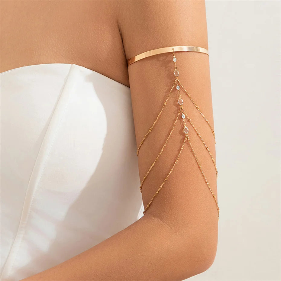 Bracelet de Bras Femme Élégant - Ornement de Haut de Bras et Bijou Chaîne de Biceps or