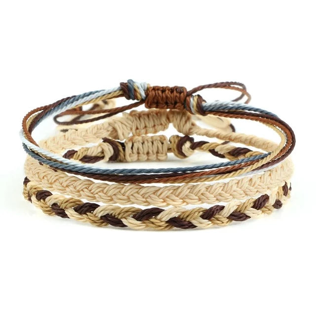 Bracelet de Chance Tibétain Tressé 9 Coloris beige