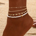 Bracelet de Cheville avec Perles coeurs