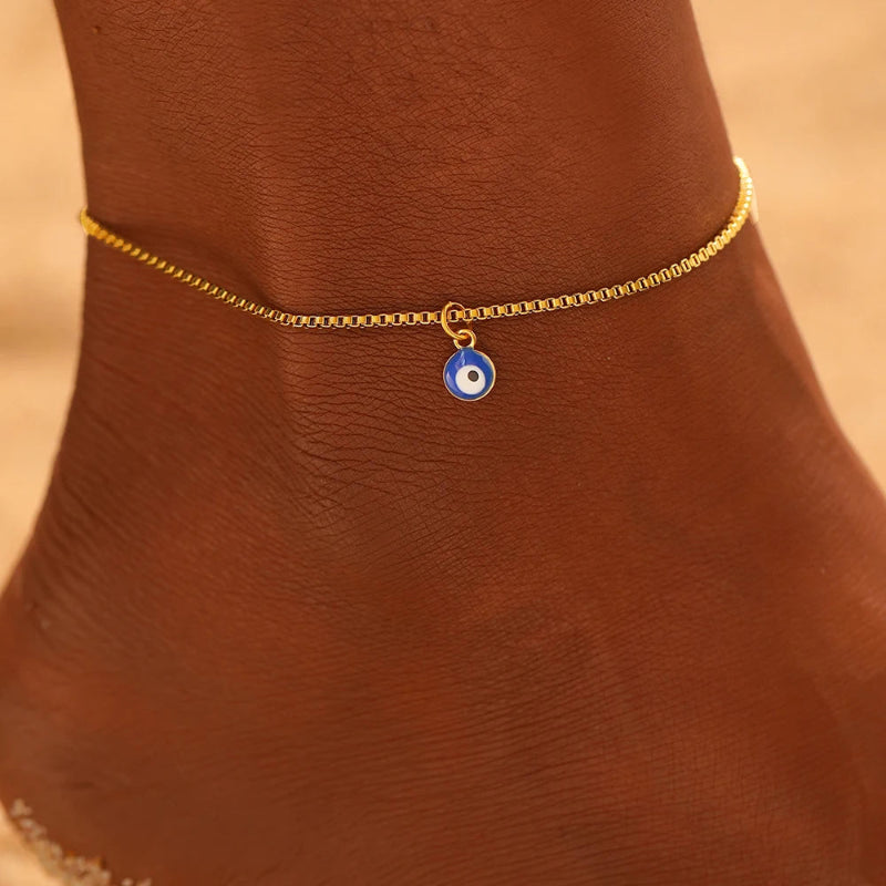 Bracelet de Cheville Oeil Bleu or