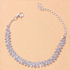 Gold and Silver Ankle Bracelet with Diamonds for Women 