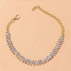Gold and Silver Ankle Bracelet with Diamonds for Women 
